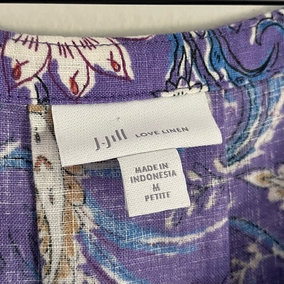 J. Jill Linen Sleeveless Floral Above Knee Dress‎ Pockets Purple Medium Petite - Picture 7 of 10
